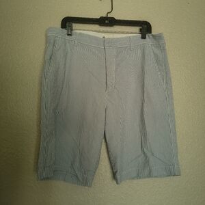 J.Crew Factory shorts men size 36 blue/white stripes 100% cotton vacation casual